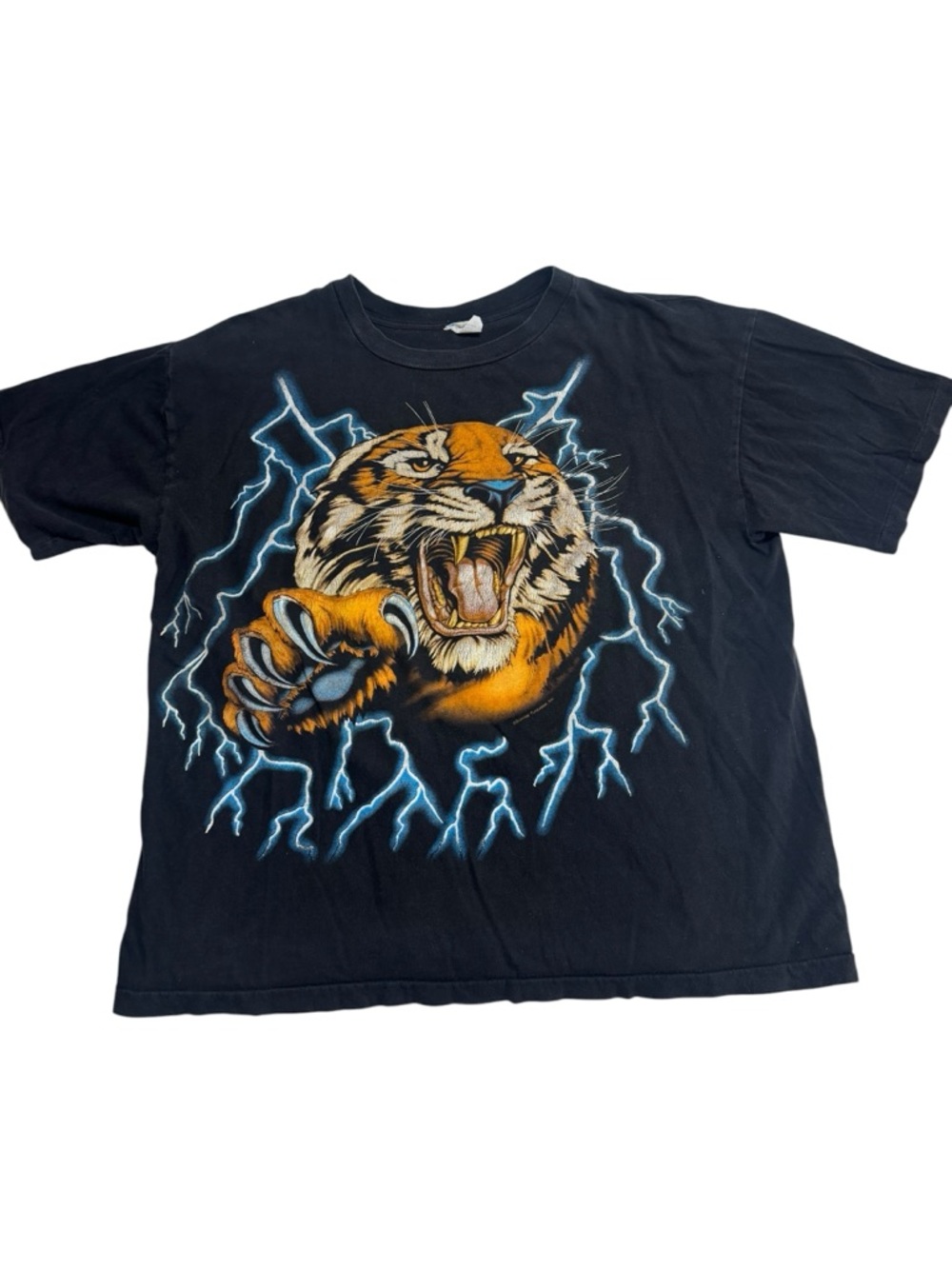 American Thunder Tiger Lightning Vintage Black T-Shirt Men’s Size XL